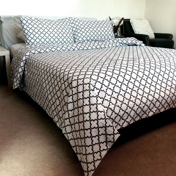 Mia White 100% Cotton Quilt Cover Set Queen Quilt Covers