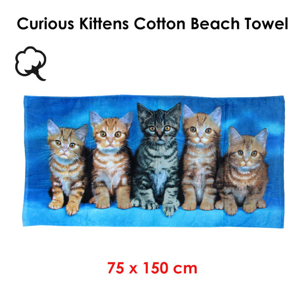 Curious Kittens Cotton Beach Towel 75 X 150 Cm. Towels & Washcloths