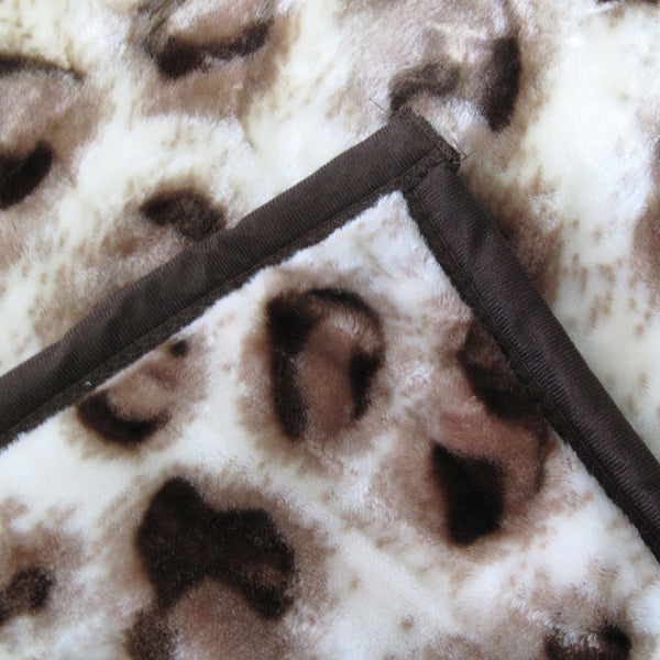 750Gsm 3.5Kg Double Layer Animal Print Faux Mink Blanket Queen 200X240cm Taupe Jaguar Electric Blankets