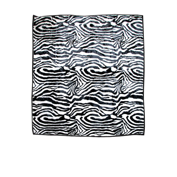 750Gsm 3.5Kg Double Layer Animal Print Faux Mink Blanket Queen 200X240 Cm Wild Zebra Electric Blankets