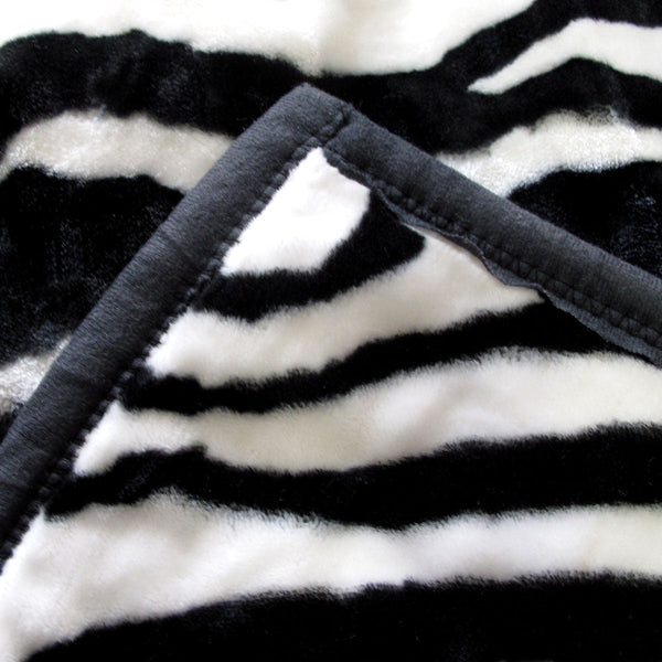 750Gsm 3.5Kg Double Layer Animal Print Faux Mink Blanket Queen 200X240 Cm Wild Zebra Electric Blankets