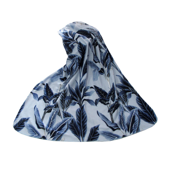 175Gsm Banana Tree Leaves Printed Polar Fleece Throw Rug 120 X 150Cm Blue Throws & Afghans