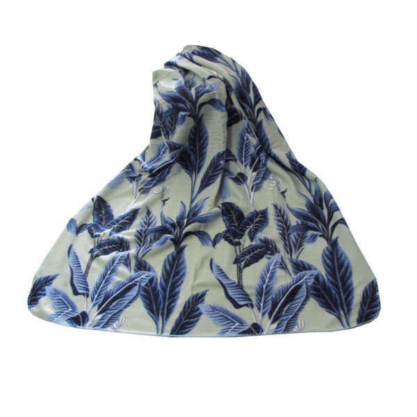 Banana Tree Leaves Printed Fleece Throw Rug 120 X 150Cm Sage Rugs