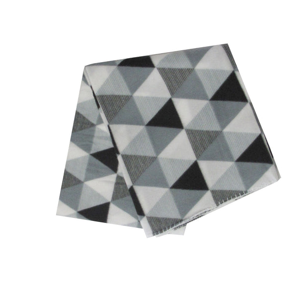 Triangles 175Gsm Geometric Pattern Printed Polar Fleece Throw Rug 120 X 150Cm Grey Rugs