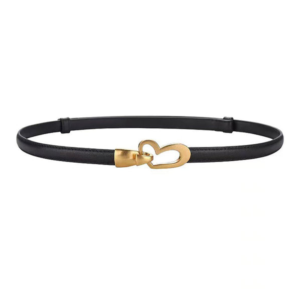 Women's Genuine Leather Thin Adjustable Waist Belt For Dresses Blazers (Black) Belts