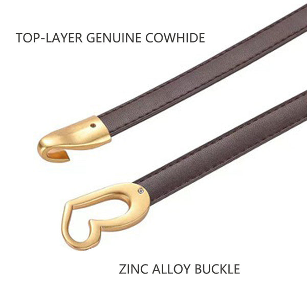Women's Genuine Leather Thin Adjustable Waist Belt For Dresses Blazers (Black) Belts