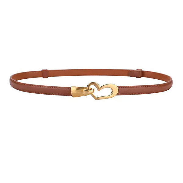 Women's Genuine Leather Thin Adjustable Waist Belt For Dresses Blazers (Brown) Belts