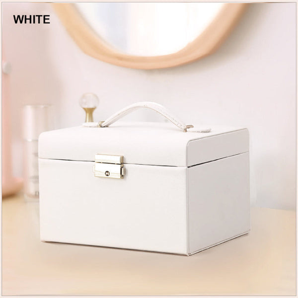 Jewellery Box With Mirror Double Drawers Organizer Storage Lock Case Jewellery Boxes