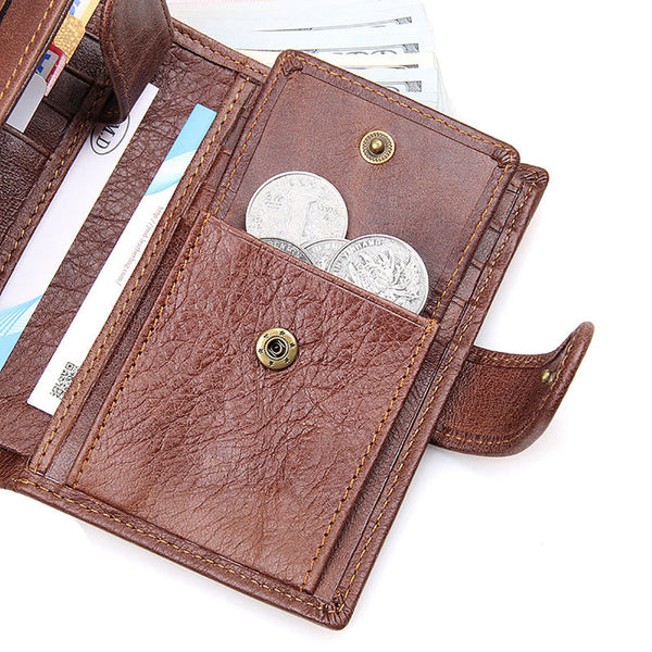 Genuine Leather Men High Quality Multi Card Short Men's Cow Rfid Holder Wallets