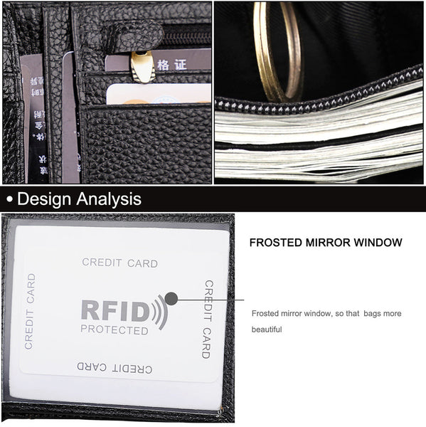 Men's Genuine Leather Bilfold Wallet Rfid Blocking Card Holder Zipper Coin Purse Wallets