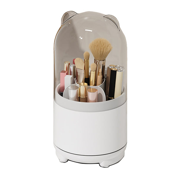 360 Rotating Makeup Brush Bucket Transparent Dust Proof Cosmetic Storage Box(White) Other Makeup Tools & Accs.