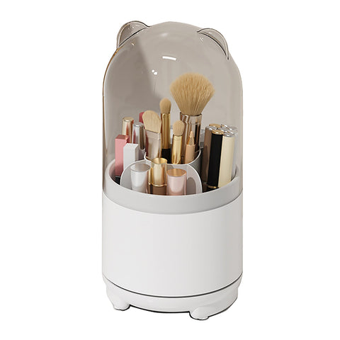 360 Rotating Makeup Brush Bucket Transparent Dust Proof Cosmetic Storage Box(White) Other Makeup Tools & Accs.