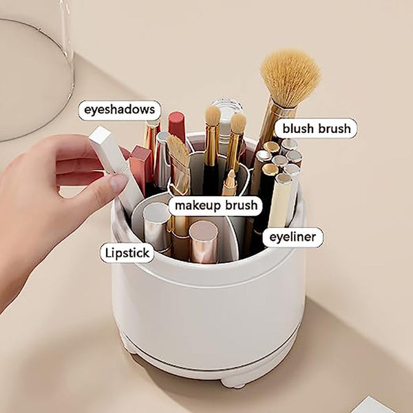 360 Rotating Makeup Brush Bucket Transparent Dust Proof Cosmetic Storage Box(White) Other Makeup Tools & Accs.
