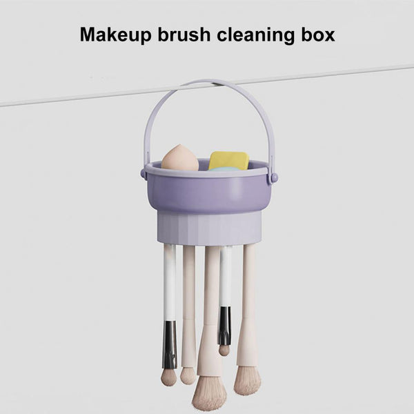 3 In 1 Makeup Brushes Cleaner Sponge Washing Box Drying Basket(Light Purple) Other Makeup Tools & Accs.