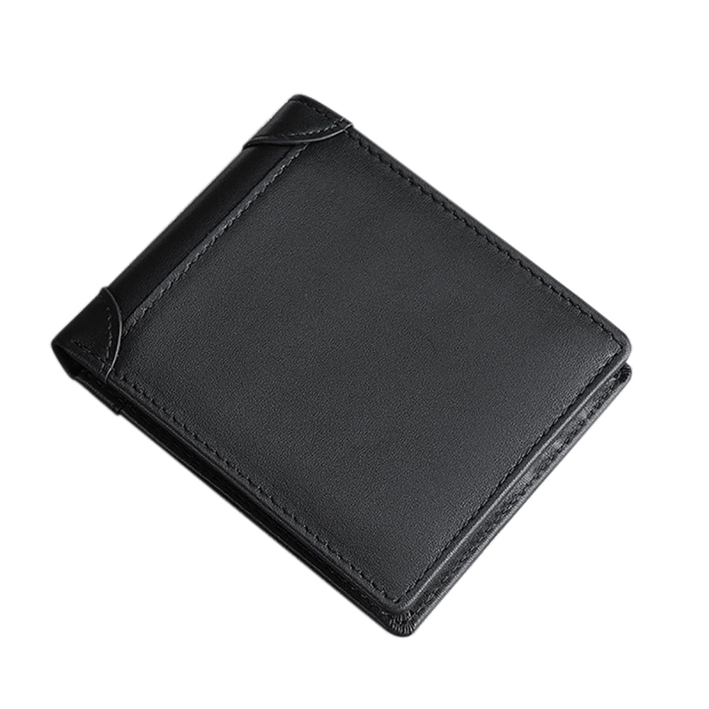 100% Genuine Leather Men's Wallet Rfid Blocking Card Holder Bifold And Long Black Horizontal Wallets