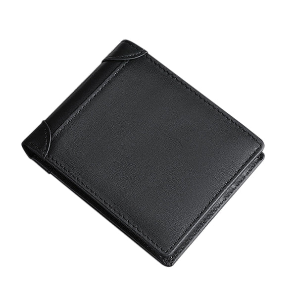 100% Genuine Leather Men's Wallet Rfid Blocking Card Holder Bifold And Long Black Horizontal Wallets