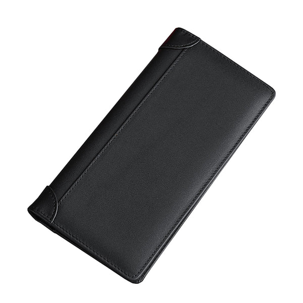 100% Genuine Leather Men's Wallet Rfid Blocking Card Holder Long Black Wallets