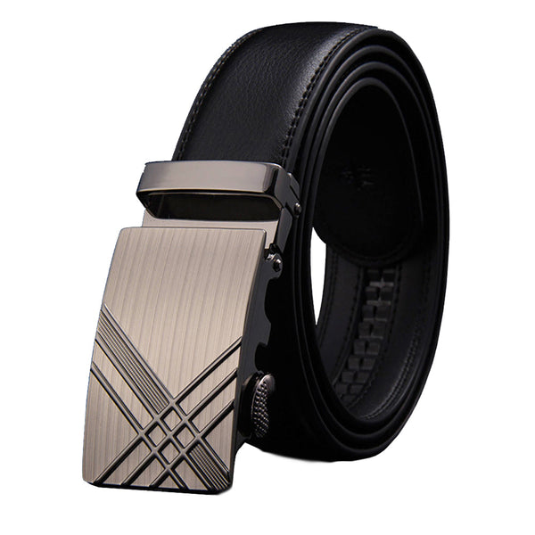 Slide Luxury Leather Belt For Men's Automatic Buckle Ratchet Business Dress (Fb8501#01) Belts