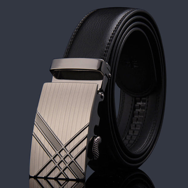 Slide Luxury Leather Belt For Men's Automatic Buckle Ratchet Business Dress (Fb8501#01) Belts