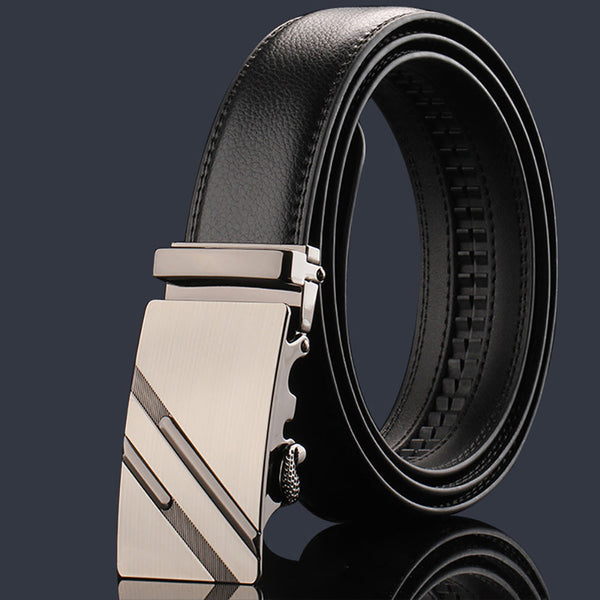 Slide Luxury Leather Belt For Men's Automatic Buckle Ratchet Business Dress (Fb8502#15) Belts