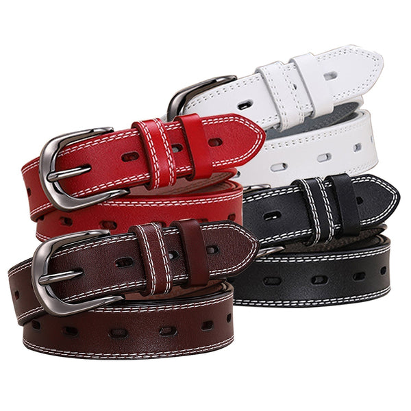 Classic Leather For Women Joyreap Genuine Womens Alloy Pin Buckle White Belts