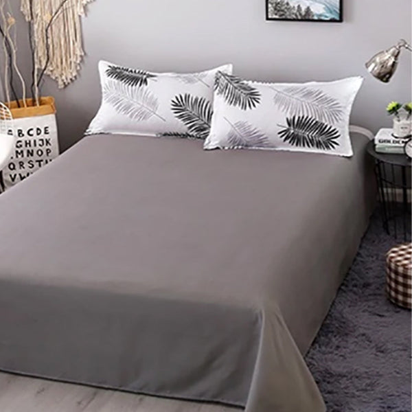Palm Leaves Pattern Aloe Cotton Flat Sheet Quilt Cover Pillowcases 4Pcs Bedding Set (Queen) Quilt Covers
