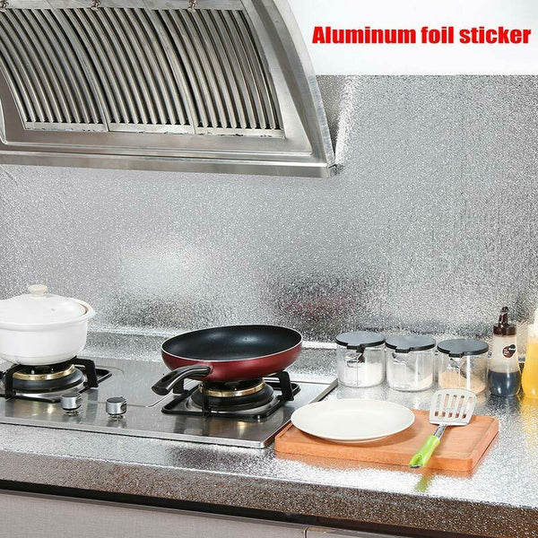 Aluminum Foil Sticker Self Adhesive Oil Proof Waterproof Kitchen Cabinet Wall(40*300Cm) Kitchen Splashbacks