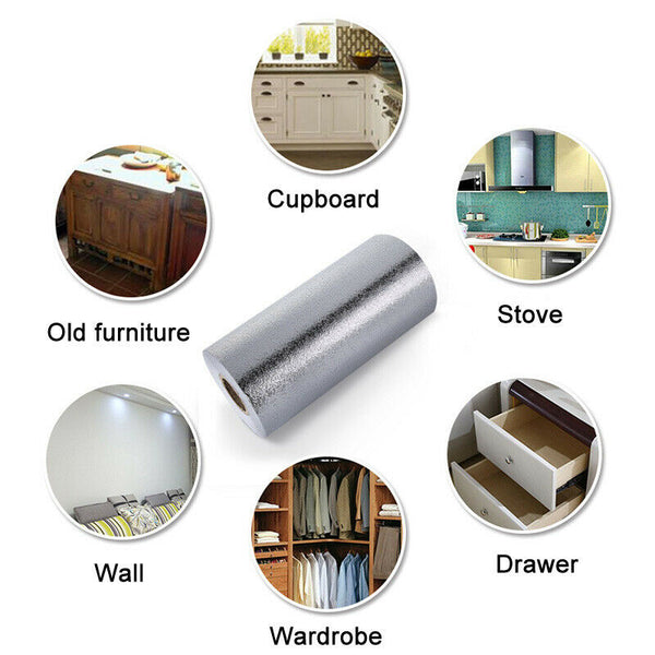 Aluminum Foil Sticker Self Adhesive Oil Proof Waterproof Kitchen Cabinet Wall(40*500Cm) Other Kitchen Gadgets