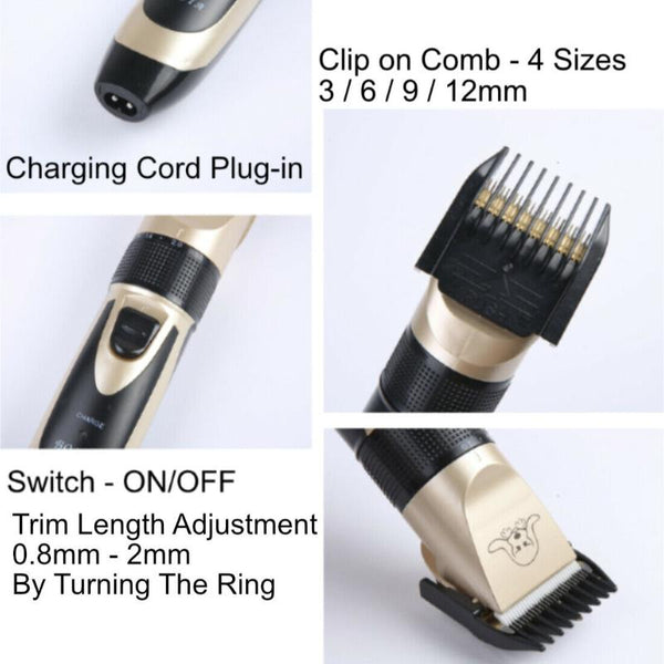 Usb Charged Pet Shaver Cordless Clipper Gromming Kit 4 Different Size Combs Dog Grooming