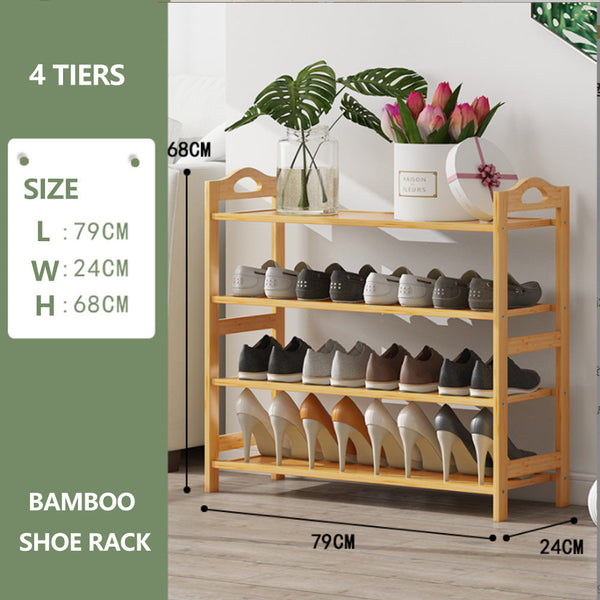 Multi Layers Bamboo Shoe Rack Storage Organizer Flower Stand Shelf(4 Layers) Shoe Racks