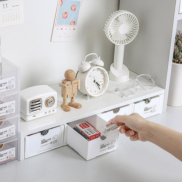 4 Pcs Set Stackable Desktop Storage Box Drawer Transparent Plastic Stationery Cosmetic Organizer Clear Storage Boxes