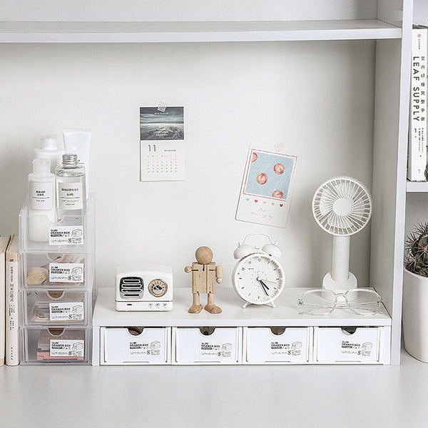 4 Pcs Set Stackable Desktop Storage Box Drawer Transparent Plastic Stationery Cosmetic Organizer Clear Storage Boxes