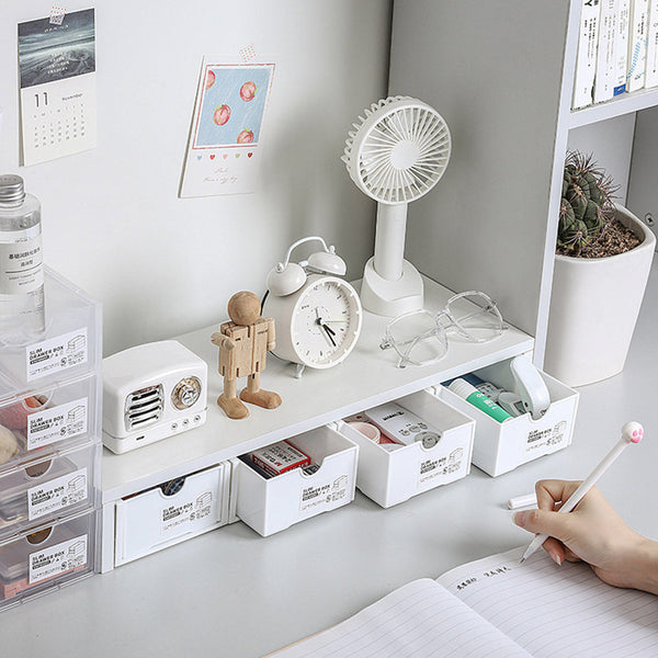 4 Pcs Set Stackable Desktop Storage Box Drawer Transparent Plastic Stationery Cosmetic Organizer Clear Storage Boxes