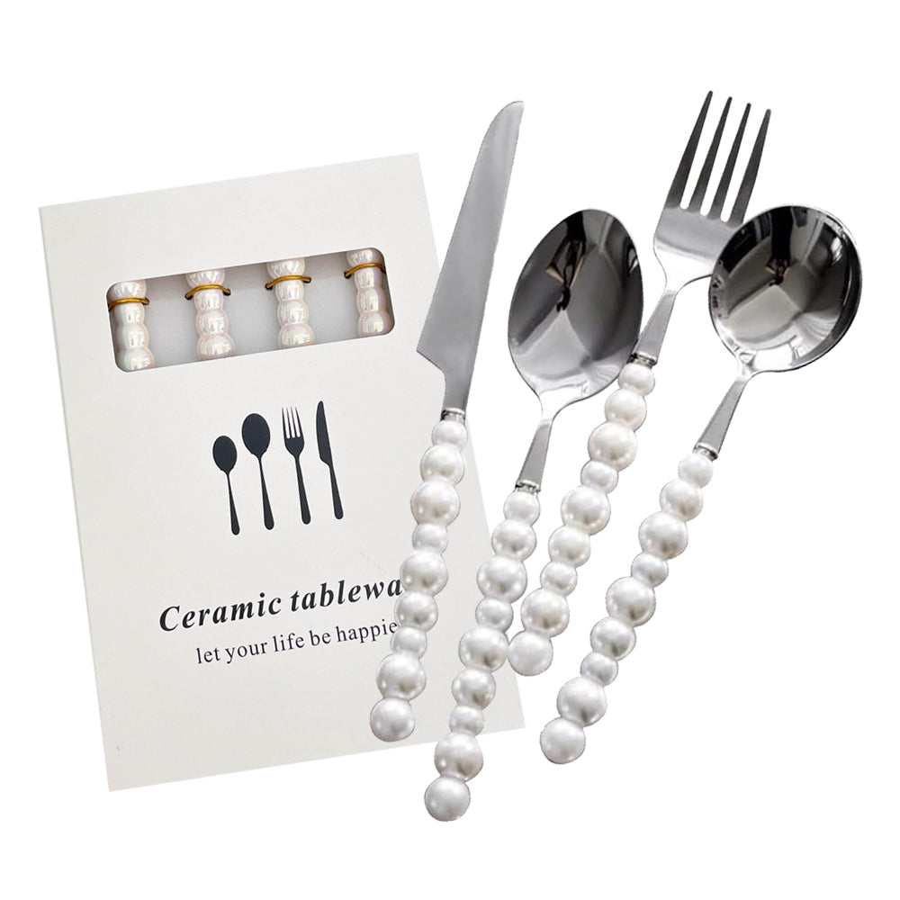 4 Piece Stainless Steel Pearl Handle Flatware Cutlery Set Come With Giftbox Cutlery Sets