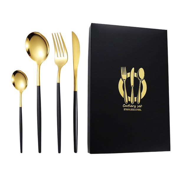 4 Pcs Set Stainless Steel Cutlery Spoon Fork Knife With Gift Box Cutlery Sets