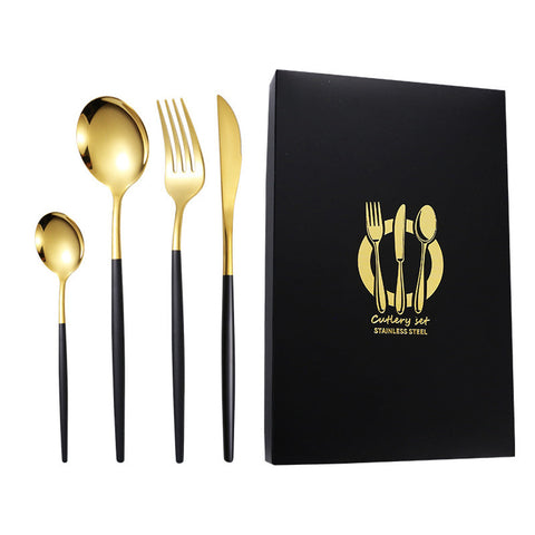 4 Pcs Set Stainless Steel Cutlery Spoon Fork Knife With Gift Box Cutlery Sets