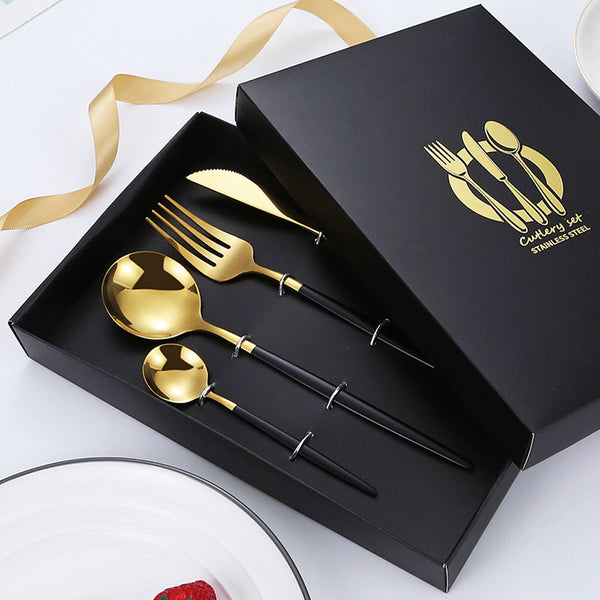 4 Pcs Set Stainless Steel Cutlery Spoon Fork Knife With Gift Box Cutlery Sets