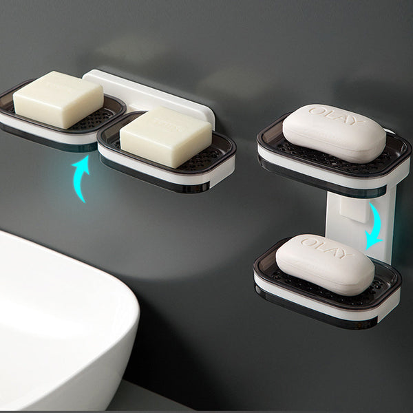 Portable Soap Holder Wall Storage Rack Organizer Bathroom Accessories Double Layer Holder Soap Dishes & Dispensers