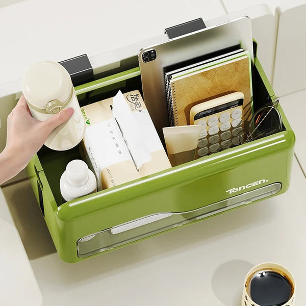 Foldable Hanging Storage Box No Drilling Required Wall Mounted Organizer (Green) Hanging Closet Storage
