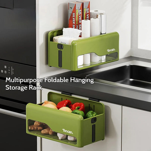 Foldable Hanging Storage Box No Drilling Required Wall Mounted Organizer (Red) Hanging Closet Storage