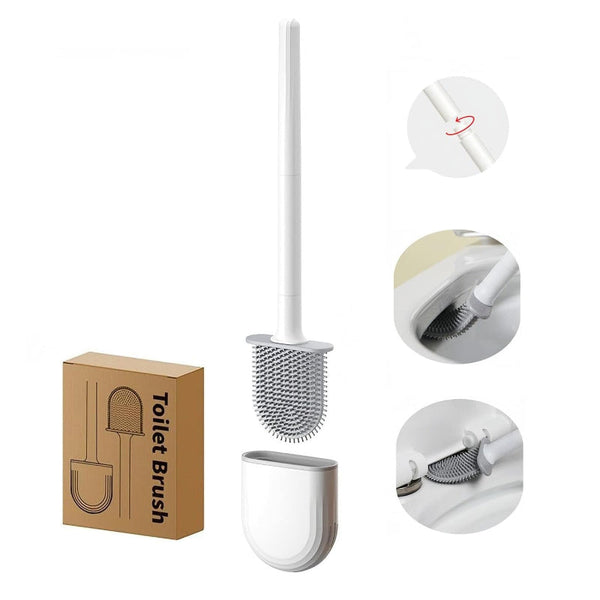 Silicone Flexible Head Deep Cleaning Toilet Brush With Wall Mount Holder Toilet Brushes & Holders