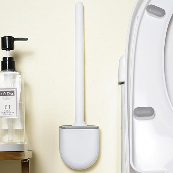Silicone Flexible Head Deep Cleaning Toilet Brush With Wall Mount Holder Toilet Brushes & Holders