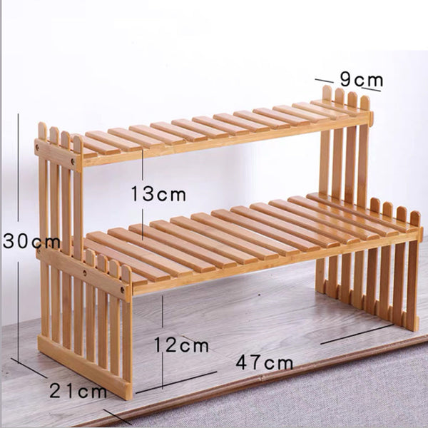 2 Tier Bamboo Plant Stand Shelves Flower Pot Rack Garden Indoor Outdoor Patio Grow Tents Dry Racks & Shelves