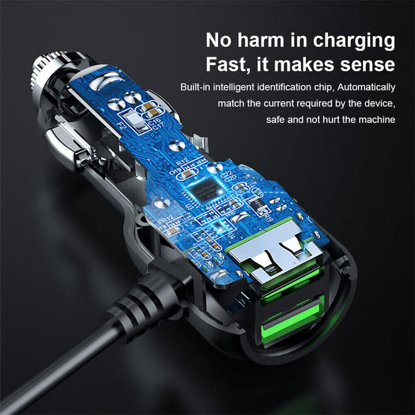 2 In 1 Dash Cam Car Charger Double Usb 5V3.5A Qc3.0 Fast 3.5M Cable Video In Dash Units W/O Gps