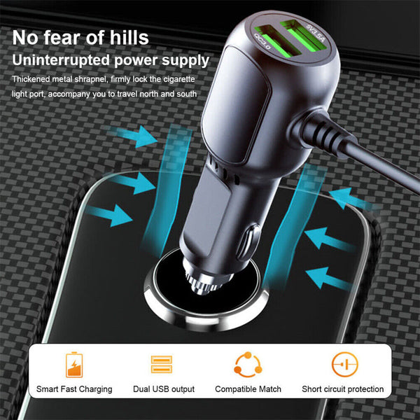 2 In 1 Dash Cam Car Charger Double Usb 5V3.5A Qc3.0 Fast 3.5M Cable Video In Dash Units W/O Gps