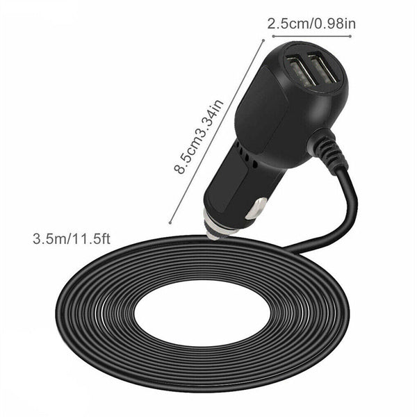 2 In 1 Dash Cam Car Charger Double Usb 5V3.5A Qc3.0 Fast 3.5M Cable Video In Dash Units W/O Gps