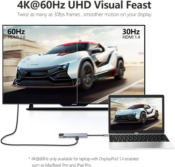 8In1 Hub Usb C To Type 3.0 4K Hdmi Rj45 Ethernet Sd Tf Otg Pd Port Adapter Usb Cables Hubs & Adapters