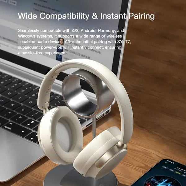 Jr Sy T7 Bluetooth 5.4 Over Ear Headset Wireless With Noise Cancelling Mic Headphones