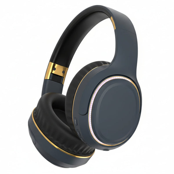 Jr H6 Foldable Bluetooth 5.3 Wireless Headphone Over Ear Active Noise Cancelling Deep Bass Headset (Navy Blue) Headphones