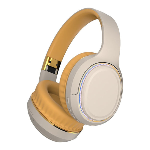Jr H6 Foldable Bluetooth 5.3 Wireless Headphone Over Ear Active Noise Cancelling Deep Bass Headset (Beige) Headphones